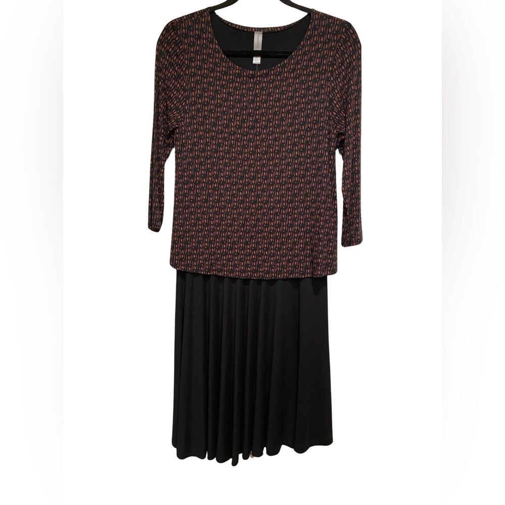 NWT Matti Mamane Layered Knit Midi Dress Black Rust Small